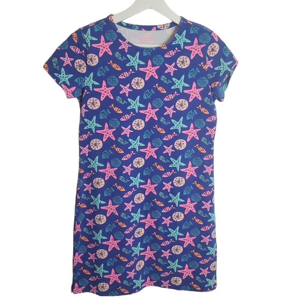 Vineyard Vines‎ Dress Girls L Large Sea Critters Royal Ocean Soft Jersey Knit